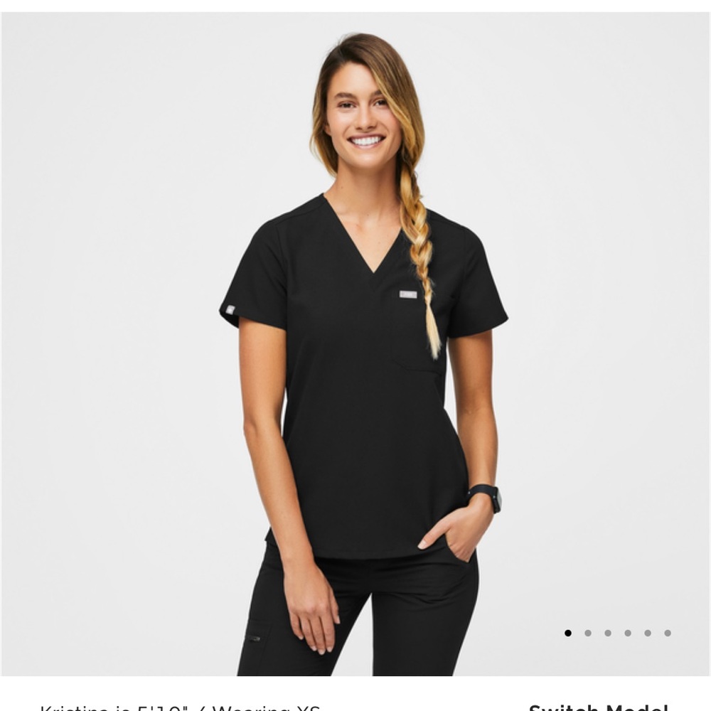 Figs Black one pocket top and joggers